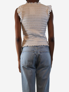 Veronica Beard White sleeveless smocked frill top - size XS