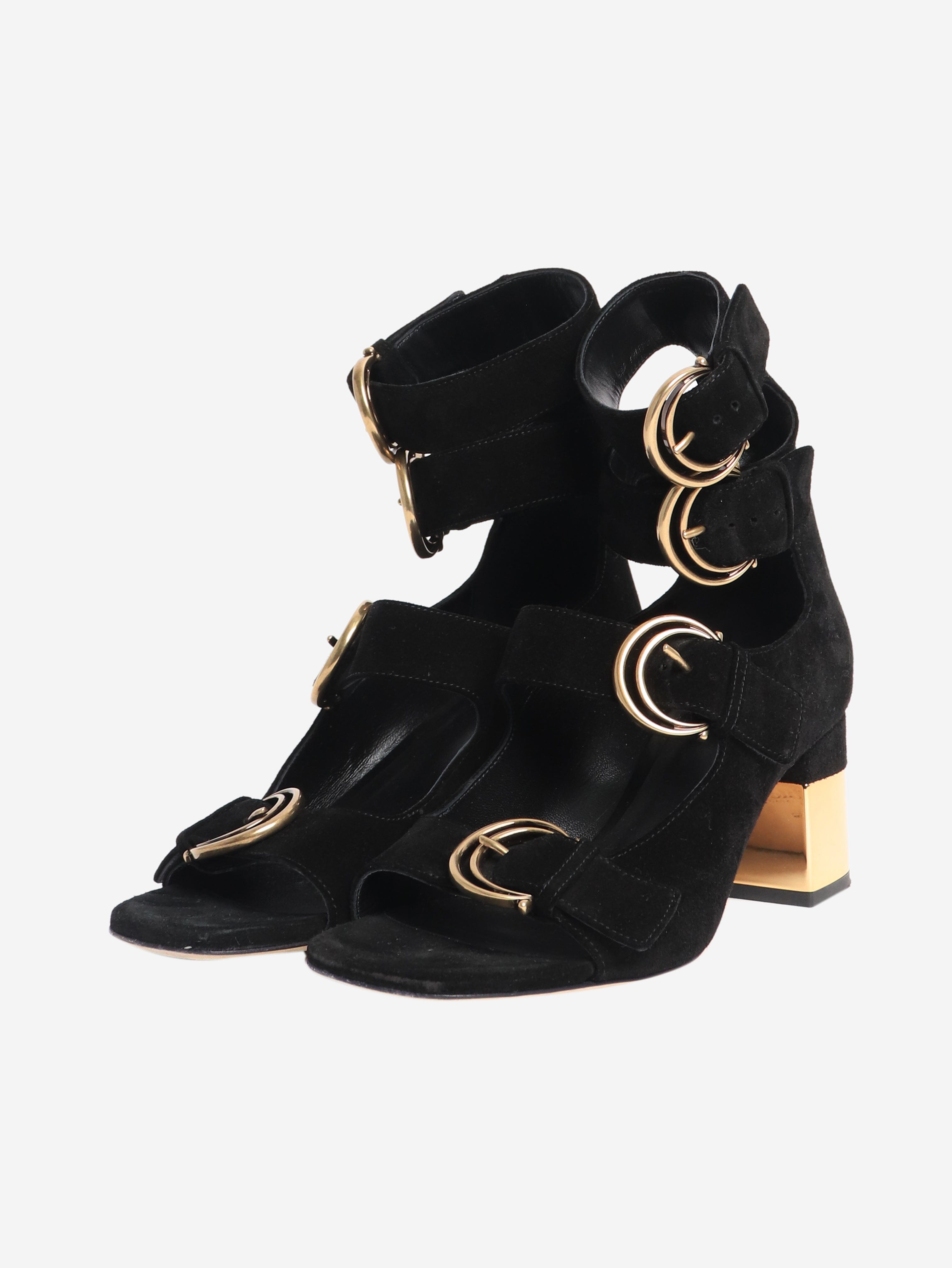 Black suede open-toe pumps - size EU 38 Heels Chloe 