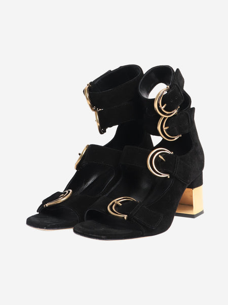 Black suede open-toe pumps - size EU 38 alternate image
