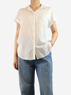 White tonal striped shirt - size L Tops Brunello Cucinelli 