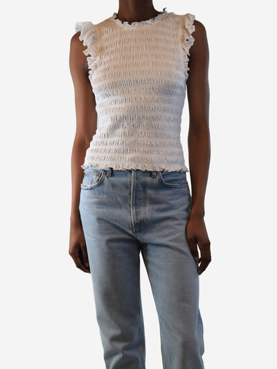 White sleeveless smocked frill top - size XS Tops Veronica Beard 