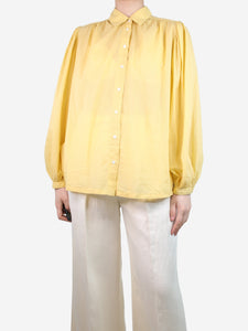 Hartford Yellow puff-sleeved shirt - size UK 10