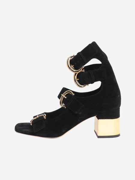 Black suede open-toe pumps - size EU 38 product image