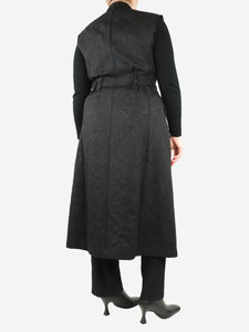 Dries Van Noten Black sleeveless jaquard coat - size UK 14