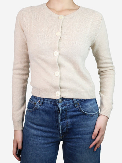 Beige button-up cashmere cardigan - size UK 10 Knitwear Brora 