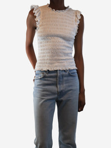 Veronica Beard White sleeveless smocked frill top - size XS