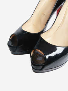 Christian Louboutin Black patent open toe heels - size EU 37.5 (UK 4.5)