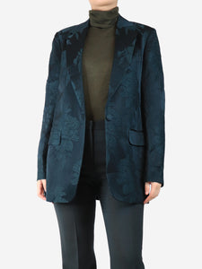Dries Van Noten Green floral jacquard blazer - size UK 10