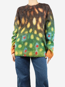 APC x Tame Impala Brown and green all-over printed mohair-blend jumper - size L