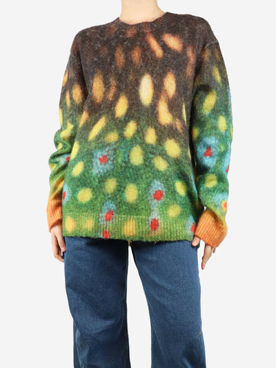 Brown and green all-over printed mohair-blend jumper - size L Knitwear APC x Tame Impala 