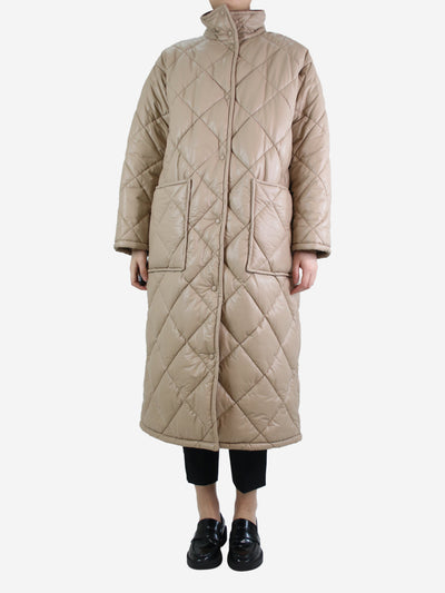 Beige faux leather quilted coat - size UK 4 Coats & Jackets Stand Studio 