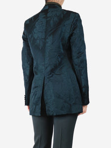 Dries Van Noten Green floral jacquard blazer - size UK 10