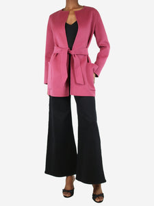 Max Mara Pink belted wool open coat - size UK 6