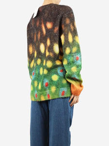 APC x Tame Impala Brown and green all-over printed mohair-blend jumper - size L