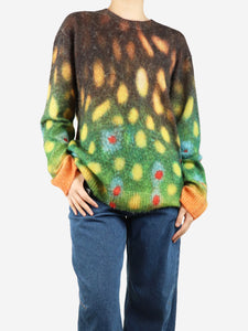 APC x Tame Impala Brown and green all-over printed mohair-blend jumper - size L