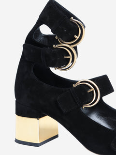 Black suede open-toe pumps - size EU 38 Heels Chloe 