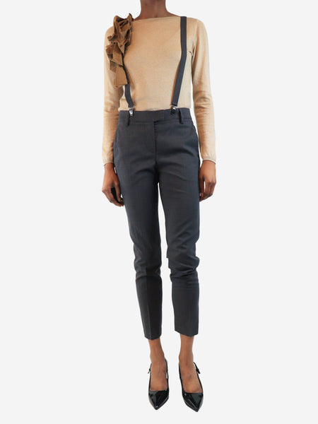 Dark grey wool trousers with suspenders - size UK 6 product image