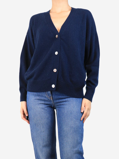 Navy blue cashmere oversized cardigan - size UK 10 Knitwear Jumper 1234 