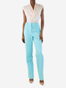 Victoria Beckham Turquoise corduroy trousers - size UK 8