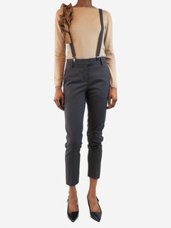 Dark grey wool trousers with suspenders - size UK 6 Trousers Brunello Cucinelli 