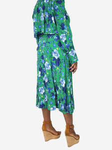 Erdem Green and blue floral printed midi dress - size