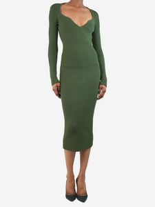 Khaite Green Alessandra ribbed midi dress - size XS