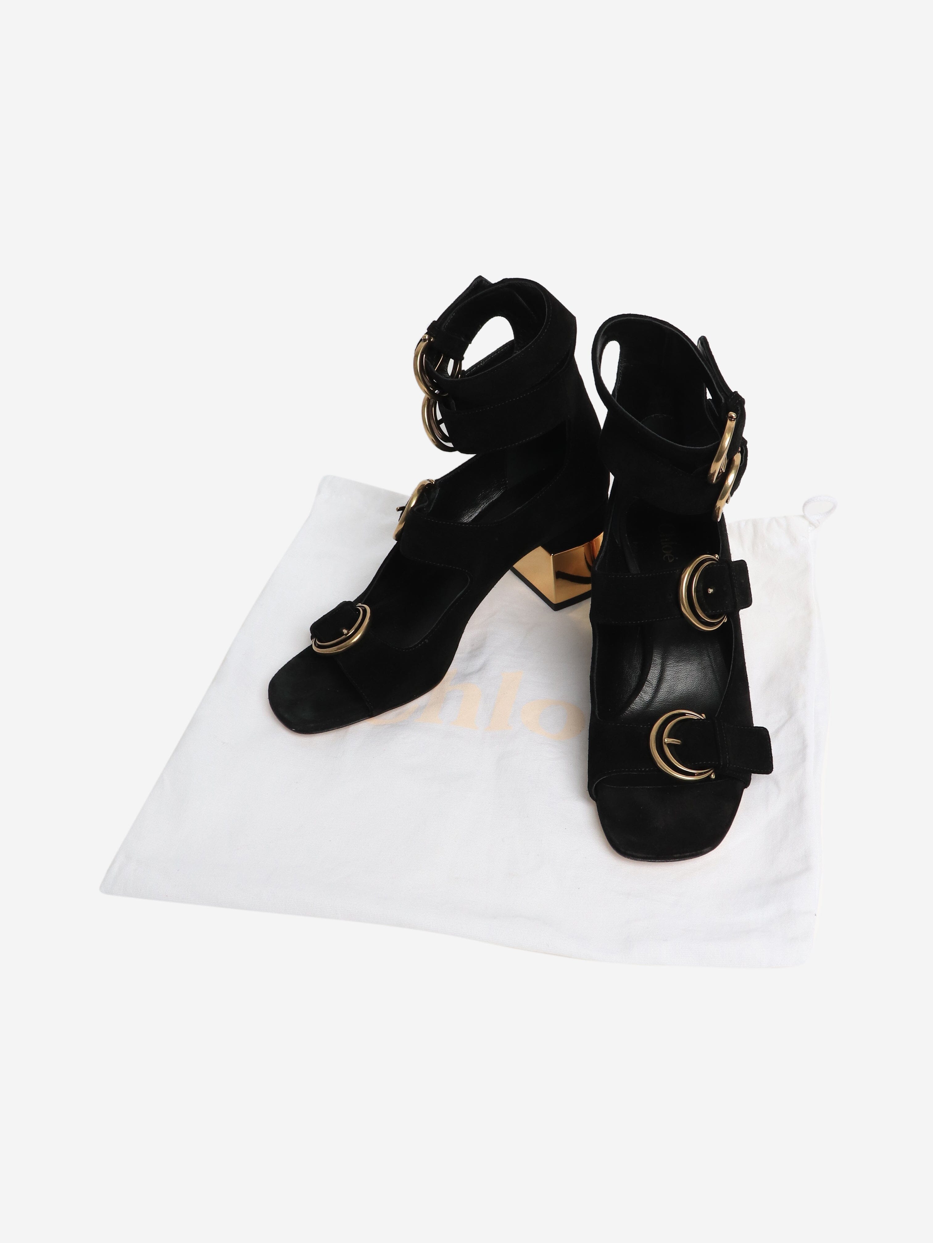 Black suede open-toe pumps - size EU 38 Heels Chloe 