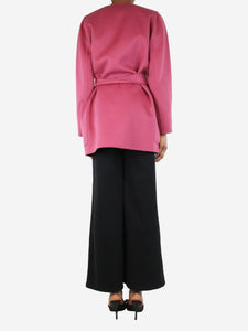 Max Mara Pink belted wool open coat - size UK 6