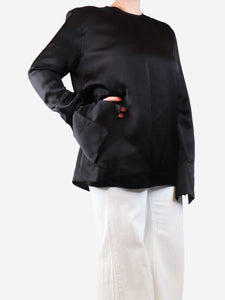 Raey Raey Black satin blouse - size UK 12