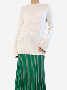 Celine White ribbed sweater - size S