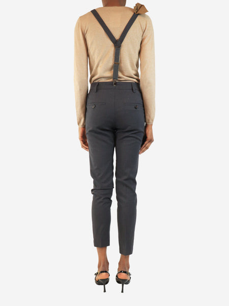 Dark grey wool trousers with suspenders - size UK 6 alternate image