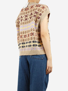 Weekend Max Mara Beige fairisle jumper vest - size M