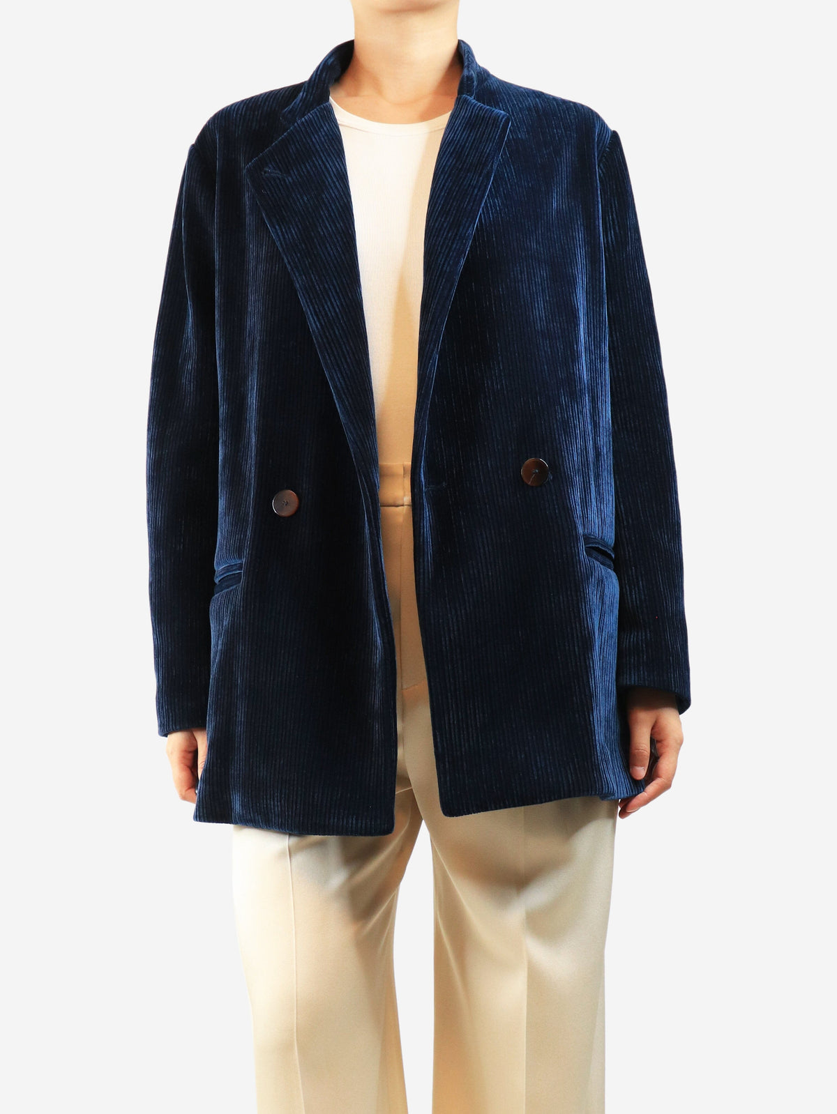 Blue double-breasted cord jacket - size UK 12 Coats & Jackets Forte Forte 