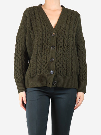 Khaki cable knit cardigan - size S Knitwear & Daughter 
