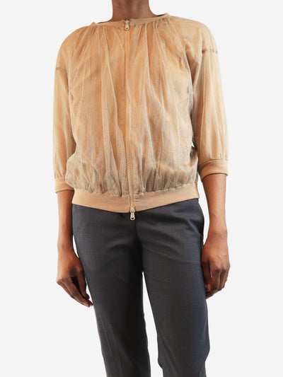 Neutral tulle short sleeve jacket - size S Coats & Jackets Brunello Cucinelli 