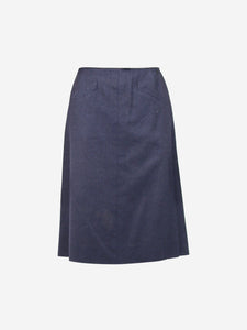 Chanel Blue A-line chain-strap wool skirt - size UK 8