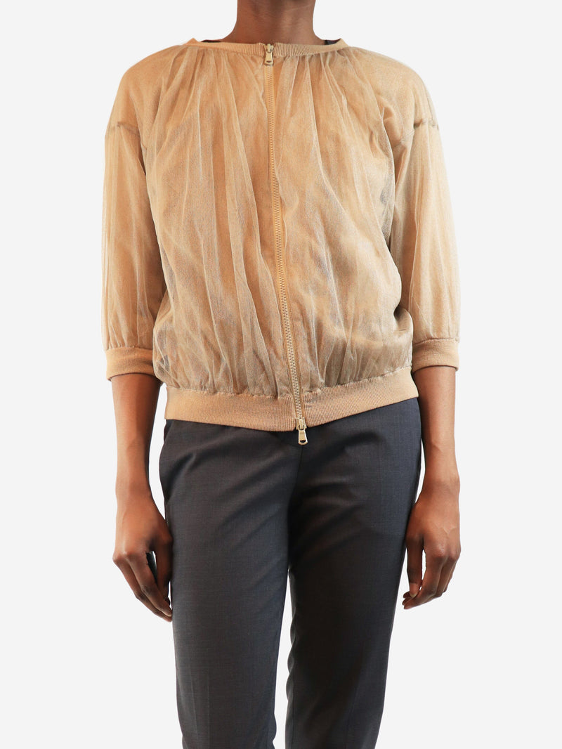 Neutral tulle short sleeve jacket - size S Coats & Jackets Brunello Cucinelli 