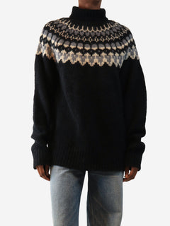 Black high-neck alpaca-blend jumper - size XS