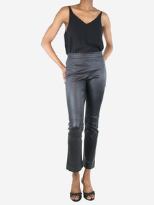 Divine Cashmere Black slim-leg leather leggings - size UK 6