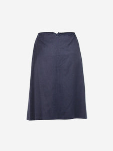 Chanel Blue A-line chain-strap wool skirt - size UK 8