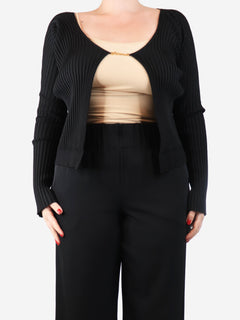 Black ribbed cropped cardigan - size UK 14 Knitwear Jacquemus 