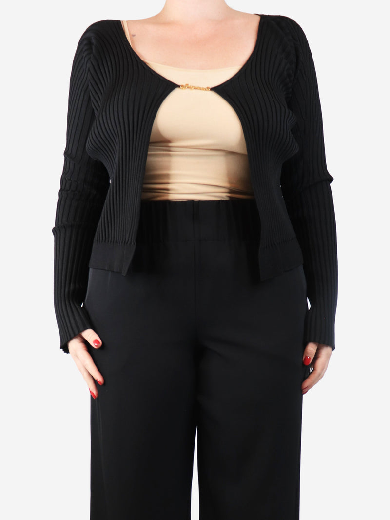 Black ribbed cropped cardigan - size UK 14 Knitwear Jacquemus 