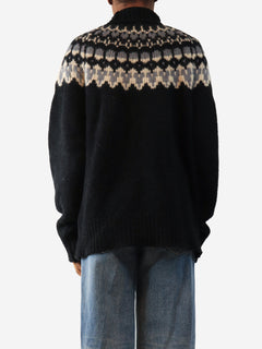 Black high-neck alpaca-blend jumper - size XS