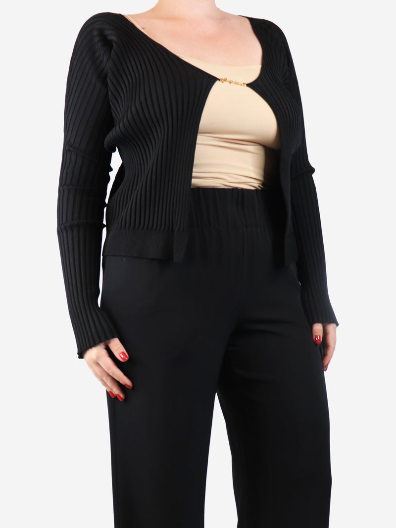Black ribbed cropped cardigan - size UK 14 Knitwear Jacquemus 