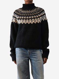 Black high-neck alpaca-blend jumper - size XS
