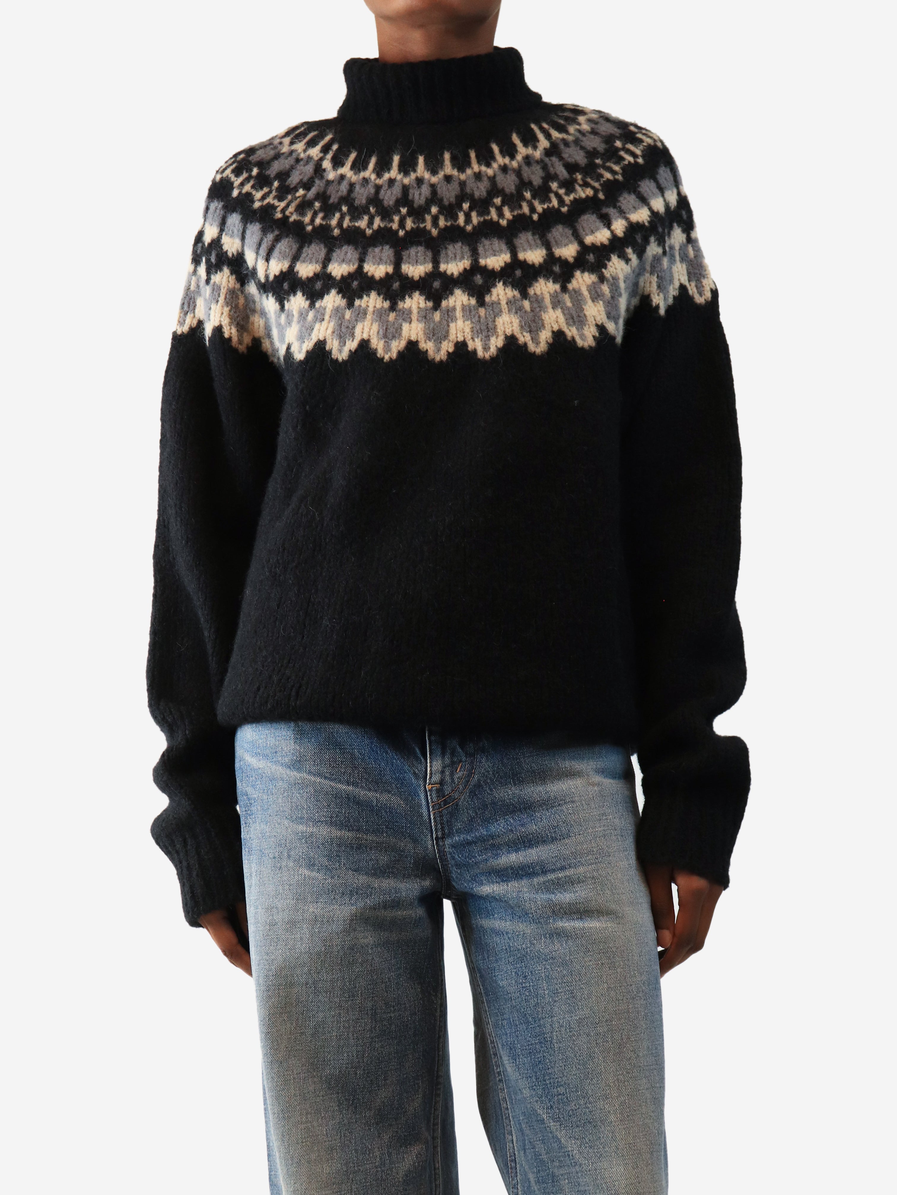 Black high-neck alpaca-blend jumper - size XS