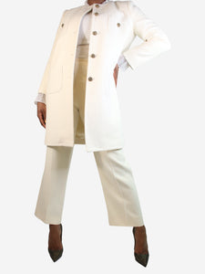 Ba&sh Cream tweed buttoned coat - size UK 12