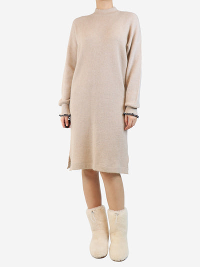 Neutral ribbed alpaca-blend dress - size L Dresses Brunello Cucinelli 