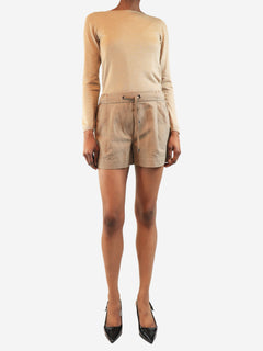 Brown pleated mini shorts - size UK 6 Shorts Brunello Cucinelli 