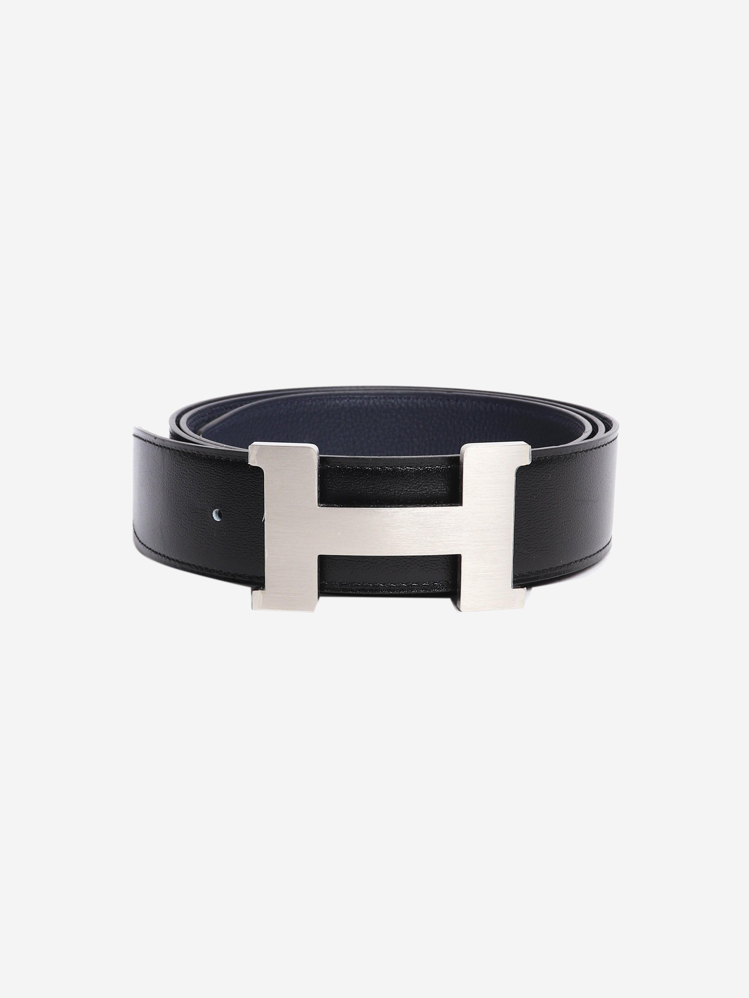 Black and navy reversible leather H belt Belts Hermes 
